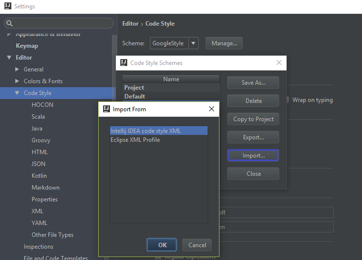 import code style